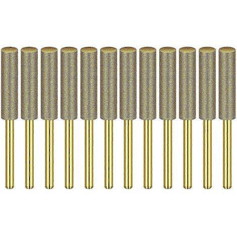 12-teiliges Set Schleifaufsätze zum Schärfen von Sägeketten, 4,8 mm, titanbeschichtet, aus Jade-Schmirgelmaterial, zum Schleifen von Jade und Glas (Scu-JXLGV) (1/5)