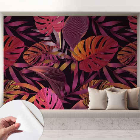 Tapete Selbstklebend - abwaschbar - trendige Wanddeko - elegant Fototapete Exotische Blätter 208x146 cm (1/5)