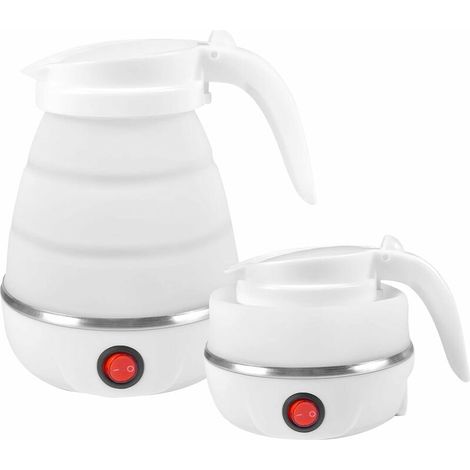 Bouilloire de voyage pliable, 600 ml, pour le camping, bouilloire électrique, silicone, mini format voyage avec fond en acier inoxydable, bouilloire de voyage portable pour le camping (1/5)
