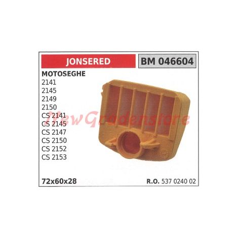 Filtro aria JONSERED motosega 2141 2145 2149 2150 CS 2141 2145 2147 046604