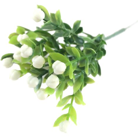 Aciano milanés artificial – Plástico blanco – Flores grandes, arreglo floral decorativo para el hogar o la oficina. (1/5)