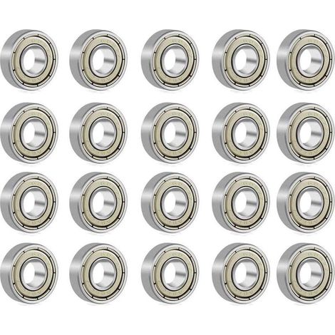 Roulement à billes 608 ZZ – Acier au carbone double blindage – Dimensions 8x22x7 mm – Charge max 34 000 tours/minute – Lot de 20 pièces - 20Pcs (1/5)