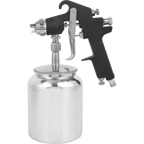 Pistolet à peinture pneumatique aérographe noir 2,5 mm + cartouche inférieure à haute atomisation pour automobile (1/5)