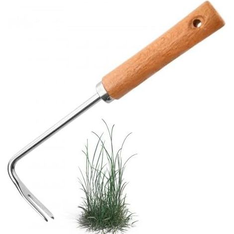 2pcs Desherbeur Manuel à Manche en Bois, Outil de Jardinage Arrache Mauvaise Herbe, Griffe de Jardin Multifonctionnel pour l'Entretien et Le Soin des Jardins (1/4)