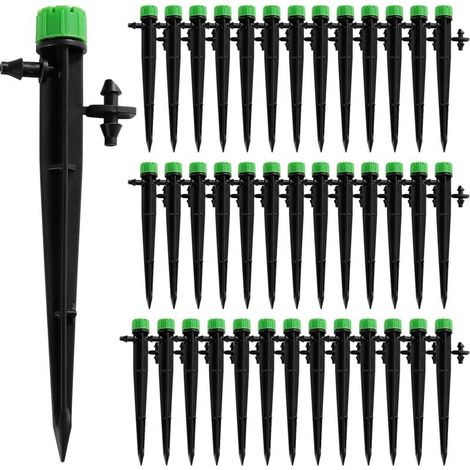 40 Pièces Goutteur Irrigation Réglable, 360 Degrés 8-Trou Micro Asperseur Goutte à Goutte pour Tube 4/7mm, Goutteur d'irrigation Insertion, Vert (avec Connecteur) (1/4)