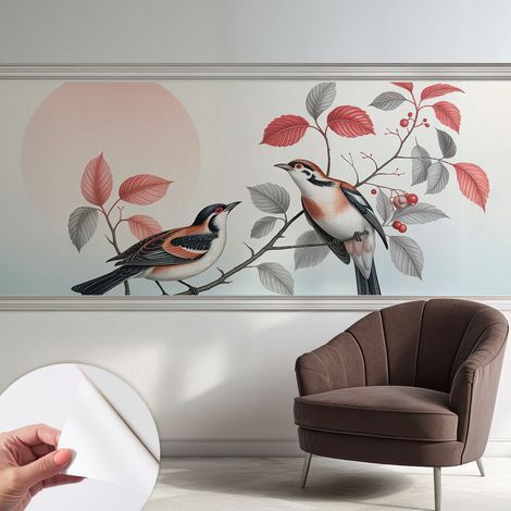 Fotomurale adesivo - murale da parete - Carta da parati autoadesiva - design parete moderno - Uccelli appollaiati 250x104 cm (1/5)