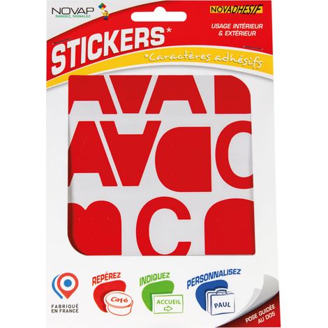 Lettres autocollantes 40mm Rouge NOVADHESIFS - 4370446 (1/5)