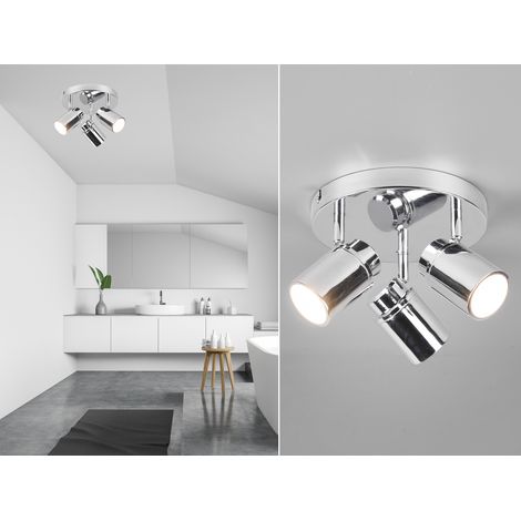 Deckenstrahler Badezimmerlampe ANGELO Silber Chrom 3-flammig, Ø 20cm (1/5)