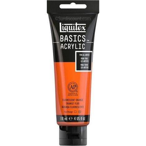 Peinture Acrylique en tube orange fluo 118ml - Liquitex Basics (1/2)