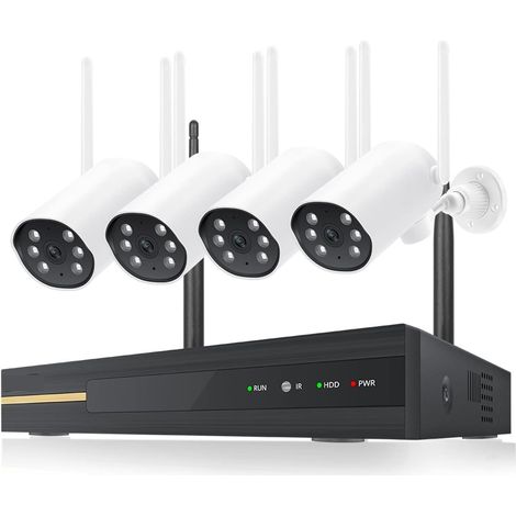 Système de caméra de sécurité à domicile 8CH NVR 3MP système de caméra sans fil enregistrement Audio extérieur étanche P2P Wifi sécurité IP caméra ensemble Kit de Surveillance vidéo ( Size : 2T , Colo (1/5)
