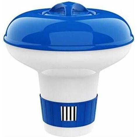 Distributeur de chlore flottant de 12,7 cm, convient aux tablettes de chlore de 2,5 cm, flotteur de tablette à libération réglable pour piscine intérieure et extérieure SPA, bleu et blan (1/5)