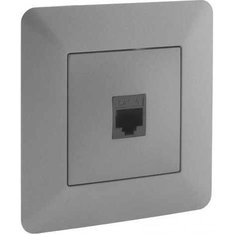 Prise téléphone RJ45 encastrable ZENITECH modèle ARTEZO Titanium