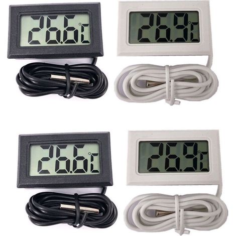 Mini-Digital-LCD-Thermometer mit Temperaturfühler, Guazhuni (2x Schwarz, 2x Weiß) (1/4)