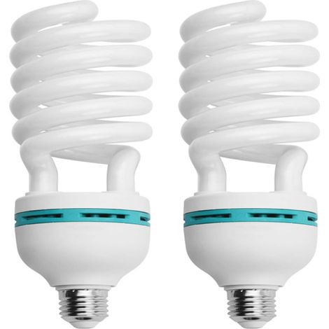 Lot de 2 lampes photo, ampoules LED lumière du jour 135 W 220 V, ampoule connectée intelligente, ampoule spirale à économie d'énergie, ampoule E27 5500 K, pour studio photo, éclairage de studio, éclai (1/5)