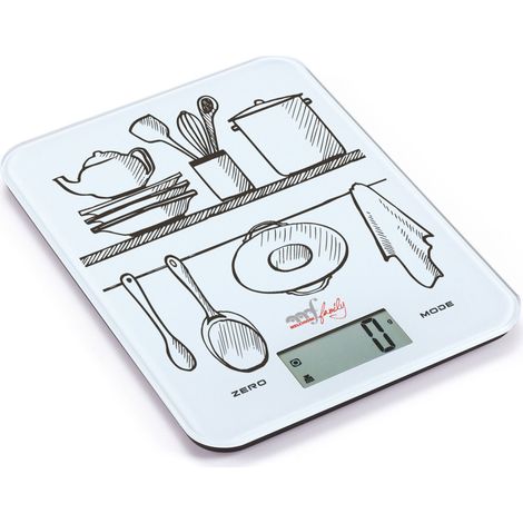 Melchioni Glass Blanco Encimera Rectángulo Báscula electrónica de cocina