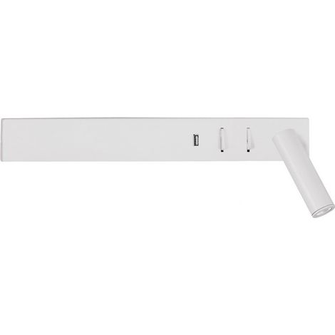 Merano Boulder Liseuse Droite Sandy Blanc Métal Réglable - Commutable USB Chargeur LED 3000K Rétro-éclairage 5W 350Lm Lecteur 1x3W 210Lm