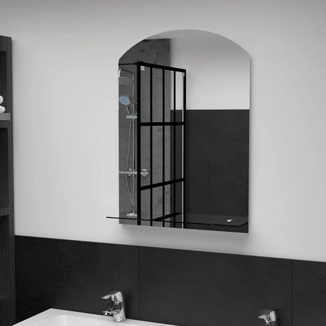 vidaXL Espejo de pared con estante de vidrio templado 50x70 cm (1/5)