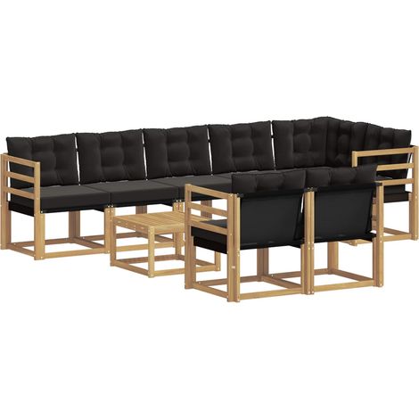 Outdoor Sofa Set with Cushion 9 pcs White and Black vidaXL (1/5)