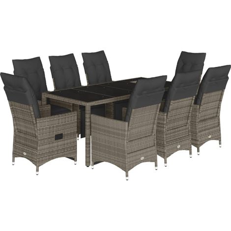 Maison Exclusive - Mesita y sillas jardín 9 piezas y cojines ratá (1/5)