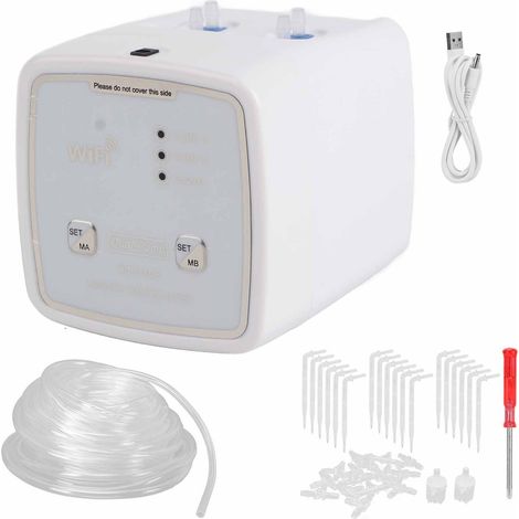 Programmateur d'arrosage WiFi intelligent avec double pompe, kit irrigation goutte-à-goutte automatique, contrôle via application mobile eWeLink, compatible iOS et Android, prise UK, idéal pour jardin (1/5)