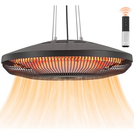 Outsunny Riscaldatore Elettrico Sospeso Esterno 2000W con LED, IP65, Nero (1/5)