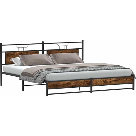 Cadre de lit en métal sans matelas chêne fumé 200x200 cm vidaXL (1/5)