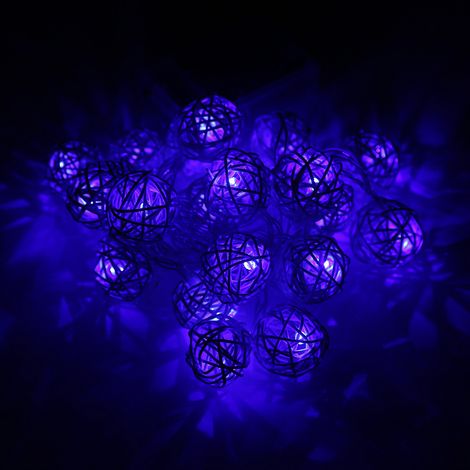 Guirlande Lumineuse Boule Rotin 2,2m 20 LED À Piles Mode Clignotant Pour Mariage Fête (1/5)