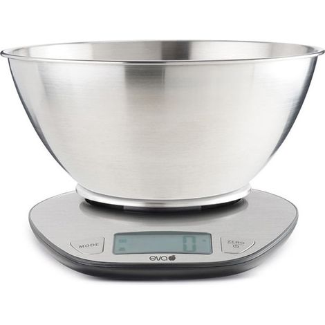 Kaufgut 033353 Eva Bilancia da Cucina Digitale Inox 5 Kg precisione 1g display LCD tara spegnimento automatico colore Inox