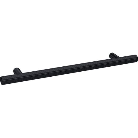Furniture Handle Textured Knurled Bar Handle, 220mm (160mm Centres) - Matt Black