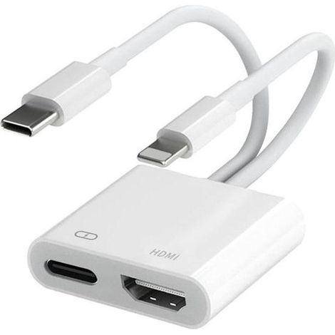 Adaptador de audio/vídeo digital Lightning a HDMI，un adaptador HDMI de 1080p compatible con iPhone y iPad，que permite sincronizar vídeo y audio (1/5)