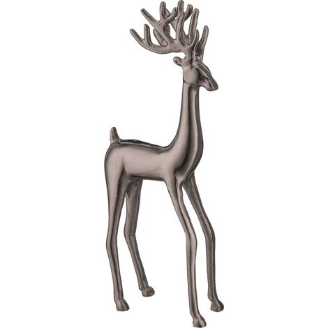 Gasper – Figurine de Noël cerf brun-noir, massif – Aluminium, H 41 cm