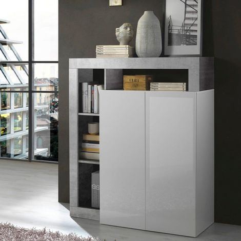 Buffet haut cuisine séjour blanc brillant 2 portes Blume BC (1/5)