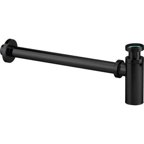 Siphon cylindrique 32 mm avec tube, sortie murale 300 mm, noir (1/6)