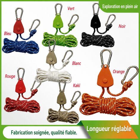 Tendeur de corde à poulie 4 m pour tente et bâche de camping 4 réf 1572 88 g – Livraison gratuite