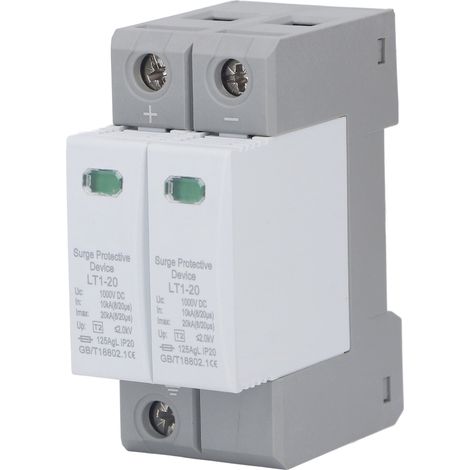 Parafoudre photovoltaïque 10kA à 20kA, 2P, 36mm, montage sur rail, protection contre les surtensions, parasurtenseur PV 1000V (1/5)