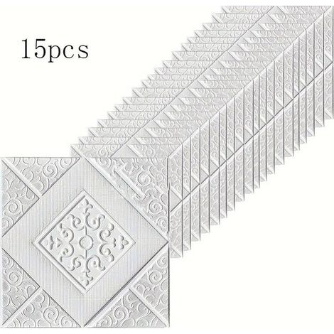 15pcs 3D Wall Tile Stickers, Peel and Stick, Easy to Apply, Waterproof and Removable (1/5)