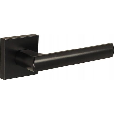 Poignée de porte intérieure noire avec plaque carrée divisée