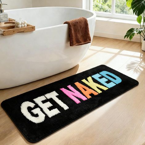 Tapis de bain coloré antidérapant 120 x 44 cm lavable Tapis de bain amusant pour douche WC absorbant Noir coloré (1/5)