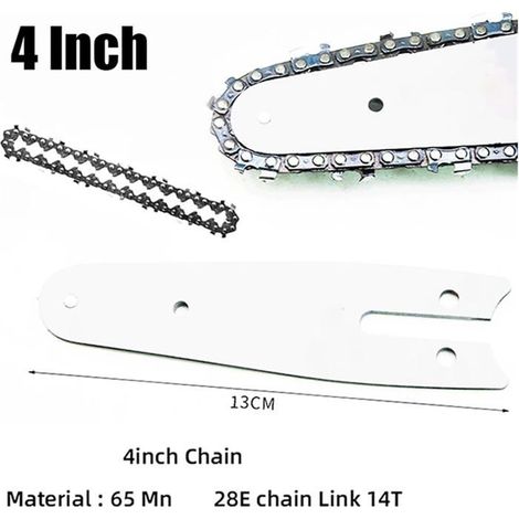 Guide chaîne tronçonneuse 4 pouces avec chaîne, compatible mini tronçonneuse sans fil (1/5)