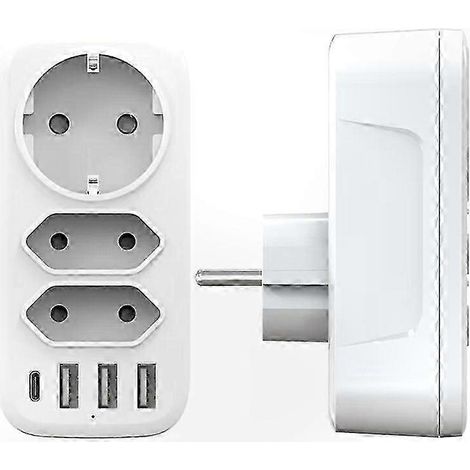 Cette multiprise USB 6 en 1 comprend 3 prises et 3 ports USB, ainsi qu'un chargeur multifonctionnel de 3 A et 4000 W, idéale pour la maison, le bureau et les voyages. (1/5)