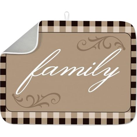 Tapis d'égouttoir à vaisselle familial pour cuisine, tapis d'égouttoir à vaisselle en microfibre absorbant à carreaux vintage pour comptoir, café, bar, réfrigérateur - 45,7 x 61 cm - Marron (1/5)