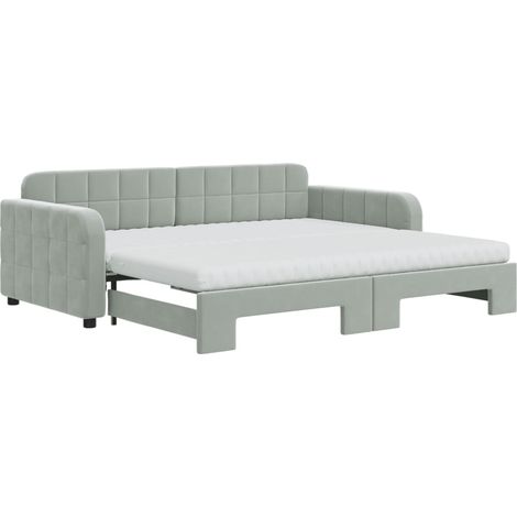 Maison Exclusive - Lit de jour avec gigogne et matelas gris clair 90x190cm velours