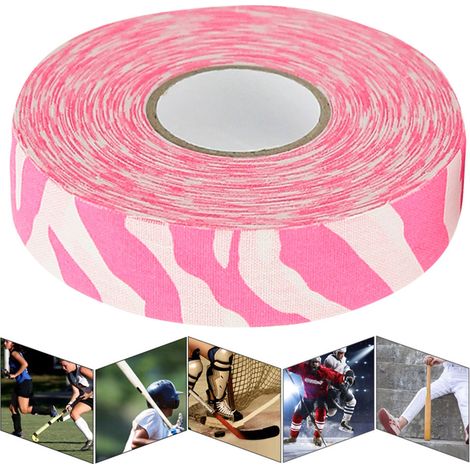 Ruban adhésif sportif 2,5 cm x 25 m pour crosse de hockey et raquette de badminton, motif zèbre rose
