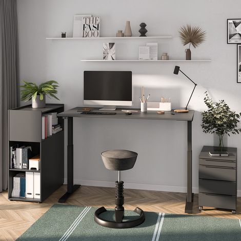 Büromöbel Set 3-teilig MEMPHIS-01 mit Schreibtisch 120x80cm in graphit (1/5)