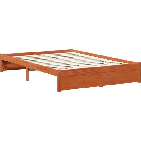 Bed Frame with Drawer 3 pcs Wax Brown Solid Pine Wood vidaXL (1/5)