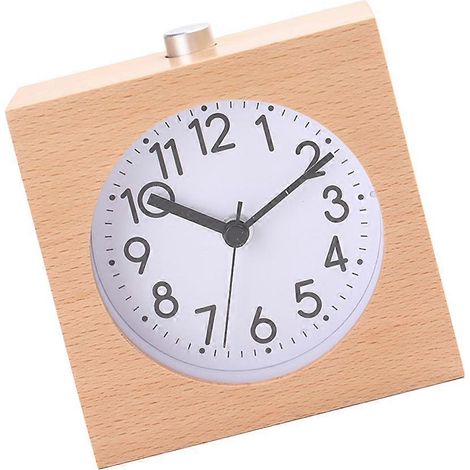 Veilleuse-réveil silencieuse créative en bois de hêtre, adaptée aux bureaux, dimensions : 10,10 x 9,60 x 4,00 cm, 1 pièce par paquet. (1/5)