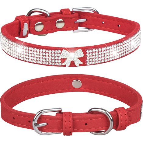Collier Pour Chien Et Chat En Velours Avec Strass Et Couronne Réglable Pour Petit Moyen Grand Animal - Taille S (1/5)