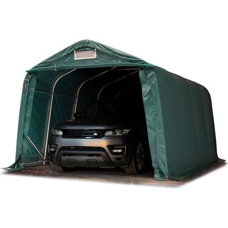Tenda garage ca. 3,3x4,8 m telo in PRIMEtex 2300 ignifugo color verde scuro