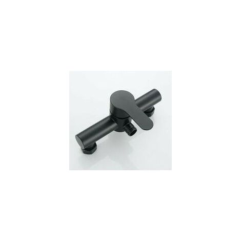 Rubinetto per vasca e doccia in acciaio inox nero, rubinetto da bagno con soffione doccia fissato a muro (1/5)