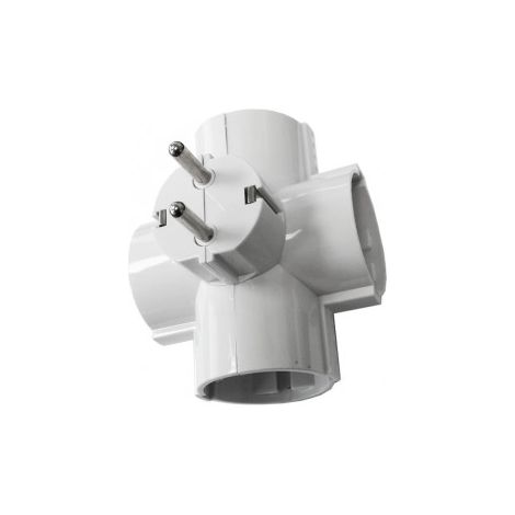 Clavija, 4 tomas, T/TL, salidas laterales, 16A, 250V, 48mm (retractilado)  40066